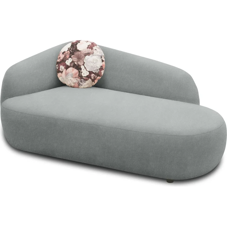 DOMO. collection Recamiere 700013, Liege mit Zierkissen, oval, Füße mit Filzgleitern, Chaiselongue, Sofa, Polstergarnitur, 183 x 105 x 75 (BxTxH), grau – Bild 7