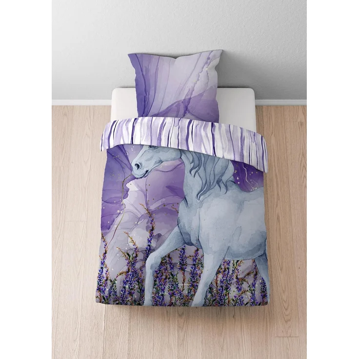 Traumhaft schlafen - Castell - Markenbettwäsche Baumwoll Renforce Bettwäsche 0400910 EINHORN, violett, 1x 135x200 cm + 1x 80x80 cm – Bild 6