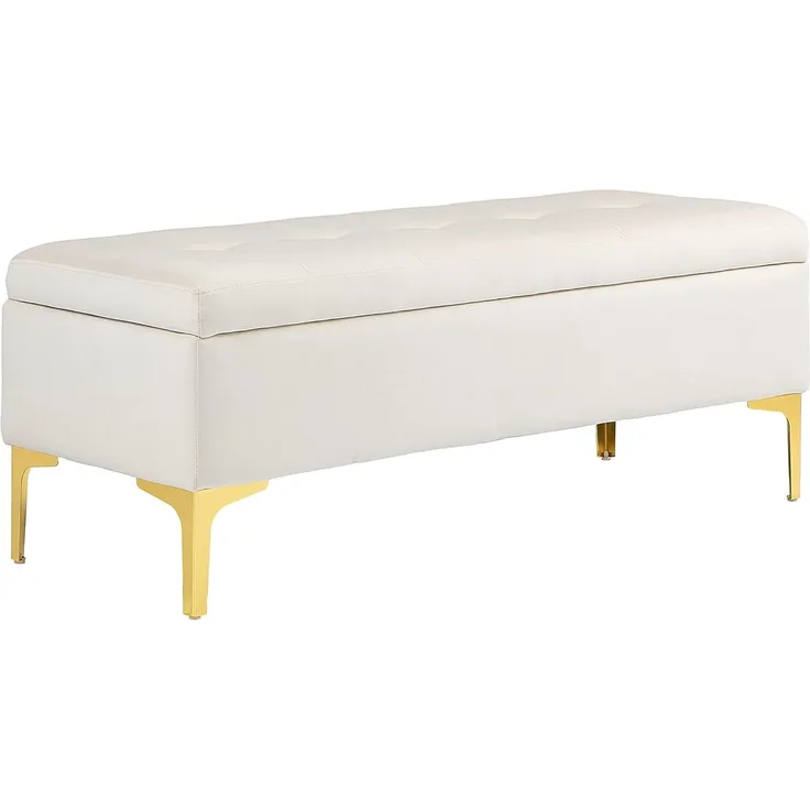 HOMCOM Sitzbank mit Gold-Ton Beine, Samtoptik, 120 x 44 x 44,5 cm (Polsterbank, 1-St, Bettbank), für Wohnzimmer, Beige