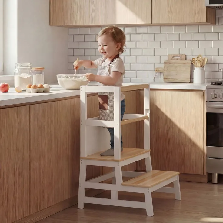 Spielwerk 'Lernturm Kinder', ab 2 Jahren, mit Tafel, Kiefernholz, Weiß, 93 x 49 x 51 cm