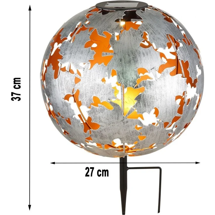 Solarleuchte Garten 2er Set Solarlampe Kugel 27cm Erdspieß Außenlampe Silber – Bild 7