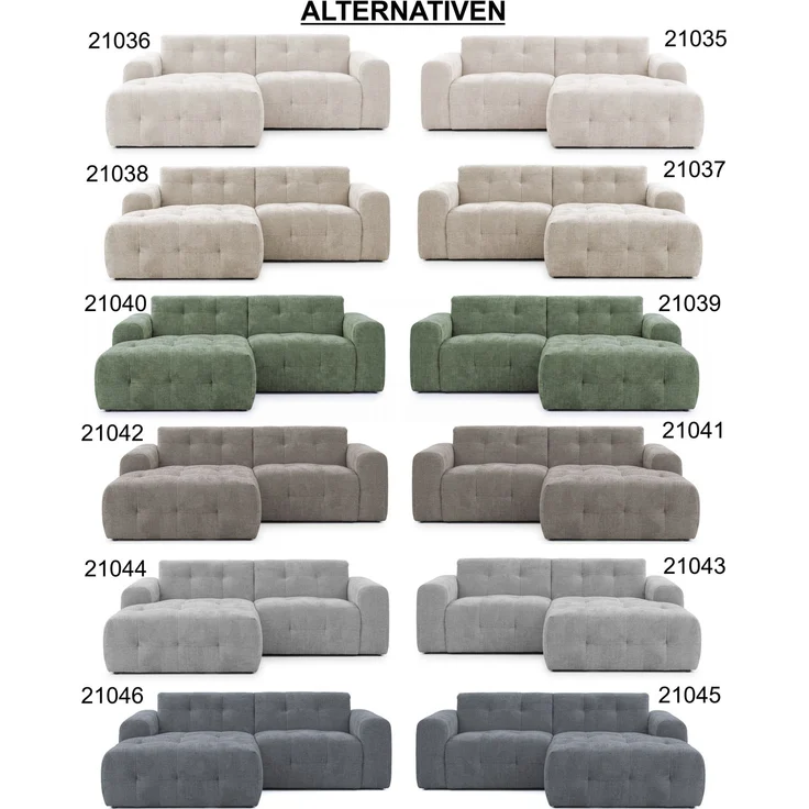 luma-home Modernes Ecksofa mit Ottomane rechts, mit markanten Steppungen, Chenille in Grau, 234 x 161 x 79cm – Bild 9