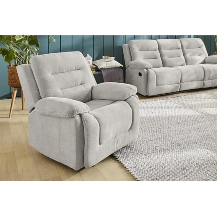 Relax-Fernsehsessel Federkern Liegefunktion TV-Sessel Polsterstoff Chenille Grau – Bild 2