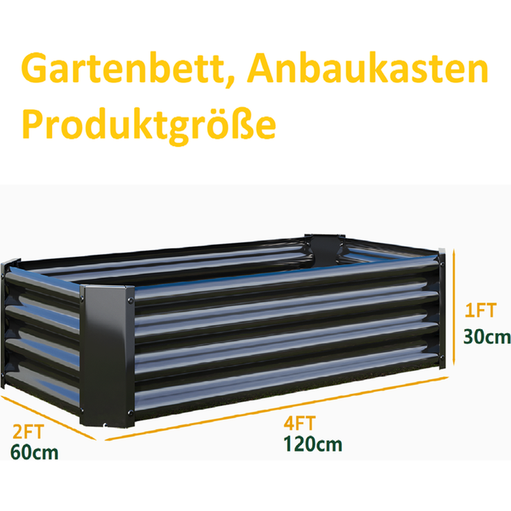 Homerecommend Hochbeet 120x60x30 cm, Gartenbett und Pflanzenkasten aus verzinktem Stahl, für Gemüse und Kräuter, Silber – Bild 2