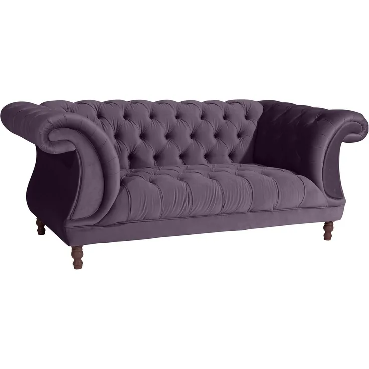Chesterfield Sofa 2-Sitzer Kaylin Samtvelours purple