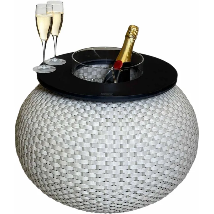 COOTAB Cooler Table MILANO 3-in-1 Loungetisch mit Acryl-Kühler - Champagner/Schwarz