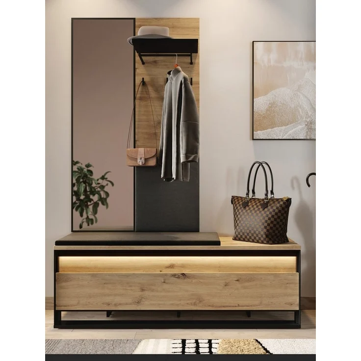 Compleo Garderoben-Set LIMA mit Spiegel und Kleiderbügeln, Schuhregal für den Flur – Bild 5