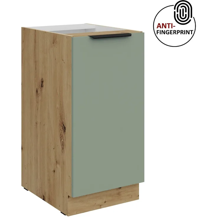 Küchen Unterschrank 40 cm Küche ARIA Aquamarin ultra matt + Eiche Artisan matt, hochwertige Fronten mit Anti Fingerprint Beschichtung Küchenzeile Küchenblock