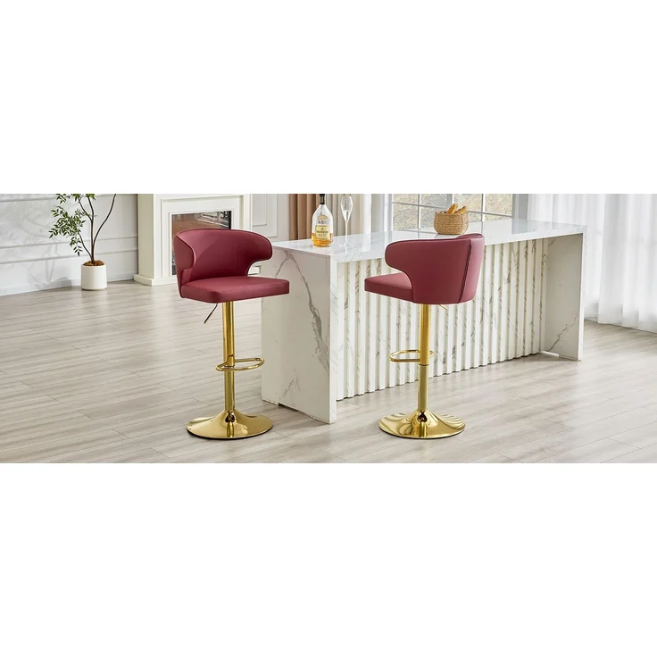 2er Set Barhocker mit Lehne Höhenverstellbar, 360° Drehbar Barstuhl mit großem Sockel & Fußstütze, Moderner Küchenhocker für Bar Küche Theke (Nur Stühle)--Netz--110x45x49.7cm--YOUDENOVA – Bild 4