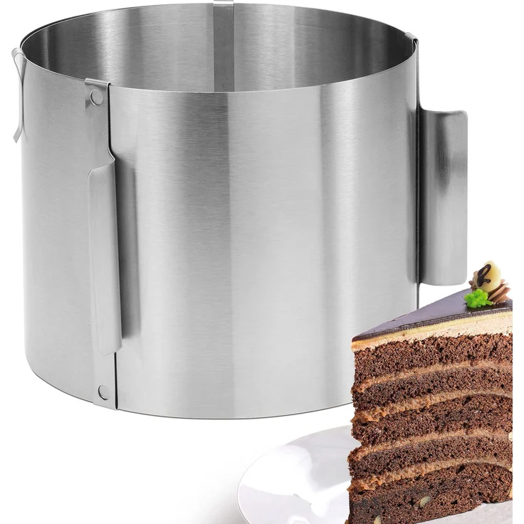 4smile Tortenring verstellbar 16-30 cm, 20 cm hoher Backring aus Edelstahl, stabile Tortenform - Kuchenring rund verstellbar, Backrahmen rund zum Backen und Dekorieren