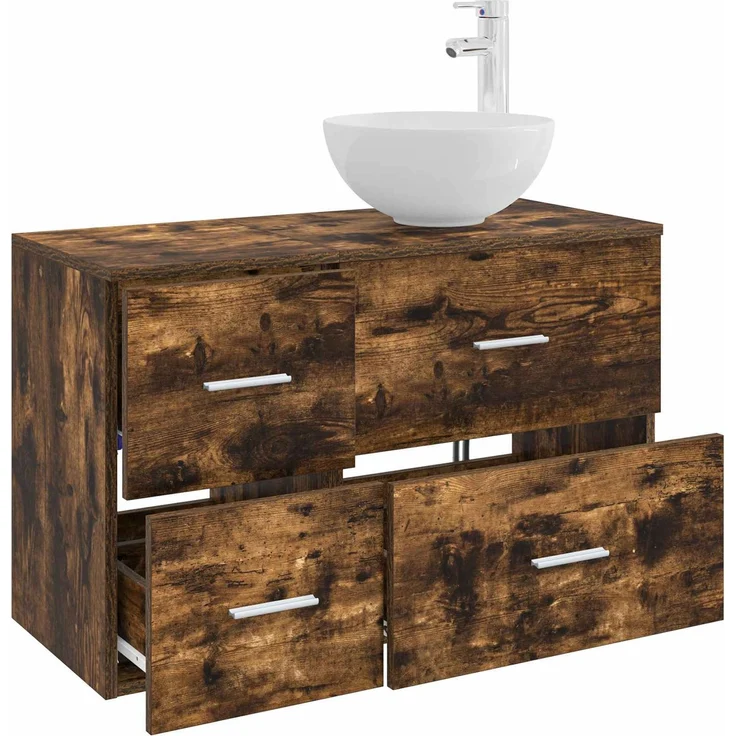 vidaXL Badezimmerschrank-Set 2 stk. Geräucherte Eiche 3403948 – Bild 3