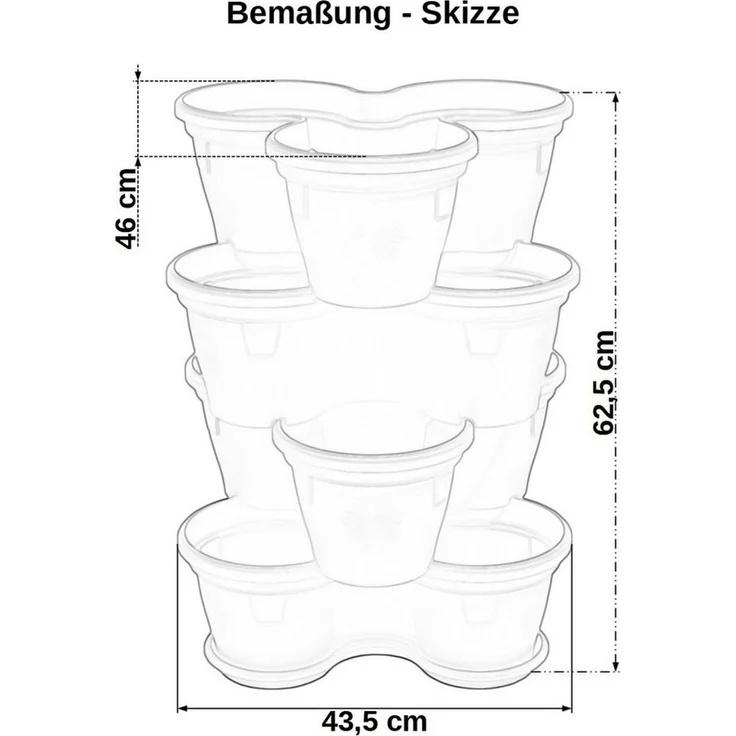 Engelland Blumenständer Säulentopf, Hochbeet, Kräuterbeet (Vorteils-Set, 4 St, 11 Liter Fassungsvermögen je Ebene), fallsicher, UV-beständig, stapelbar, platzsparend, robuster Kunststoff – Bild 3