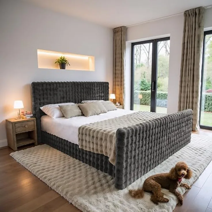 Kaiser Möbel Boxbett Blanket, Boxspringbett mit Doppeltem Bettkasten, Graphit, 200x200 cm, H3 Matratzen, Komfort-Topper