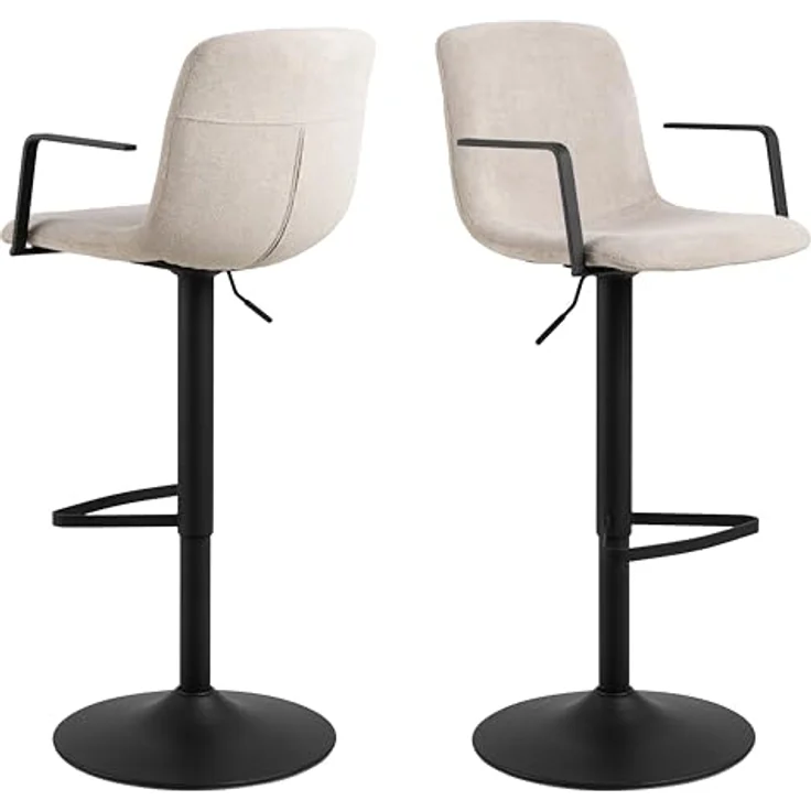 MID.YOU Barhocker, schwarz-beige, Textil, FSC Mix, 50x114x53 cm, Esszimmermöbel – Bild 1