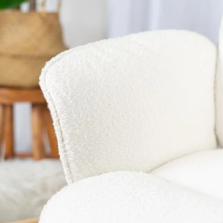 MEUBLE COSY Bürostuhl 2er Ergonomisch Schreibtischstuhl mit höhenverstellbar Armlehnen 360° Drehbar Schminkstuhl Sessel für Büro Wohnzimmer Schlafzimmer Vanity, Bouclé Frottier, Weiß – Bild 6