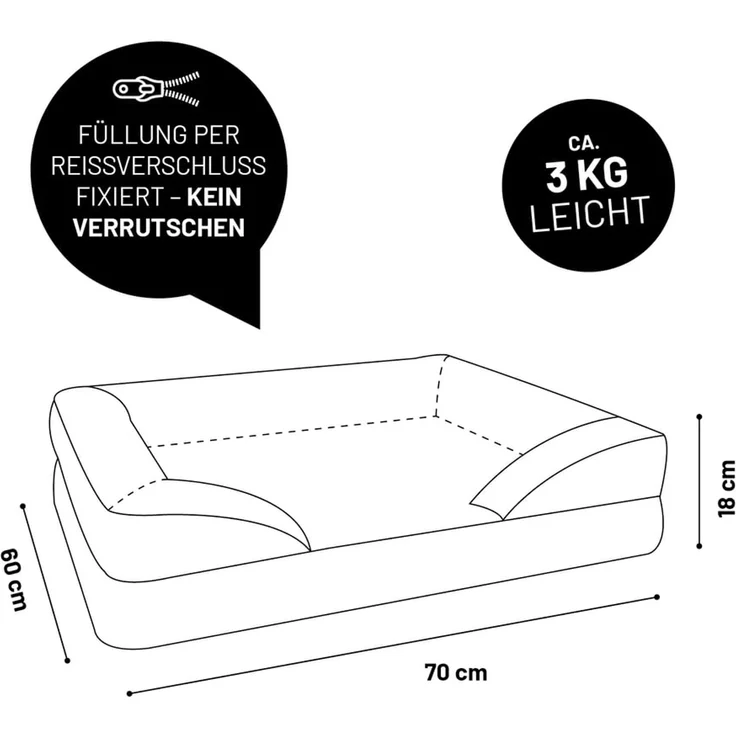 Lumaland Hundebett In-& Outdoor S 70x60x18cm beige vakuumiert – Bild 8