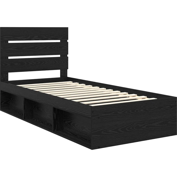 vidaXL Bettrahmen Schwarz 90 x 190 cm Massives Kiefernholz 3411793 – Bild 3
