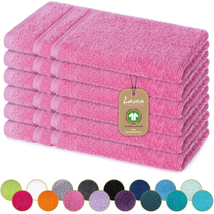 Lavea Gästehandtuch Bali, 30x50cm aus 100% Bio-Baumwolle, einzigartig weiche Gästetücher mit Aufhänger (Set, 6-St), hochwertiges und nachhaltiges Premium Gästetuch – saugstarke Faser – Bild 5