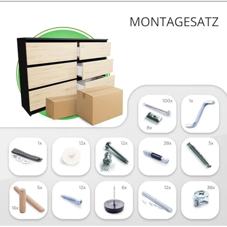 CDF Kommode Malwa M6 120| Farbe: Anthrazit - Eiche Artisan | Schrank für Dokumente, Kleinigkeiten | Ideal für Wohnzimmer, Schlafzimmer, Kinderzimmer, Jugendzimmer und Büro | 6 geräumige Schubladen – Bild 6