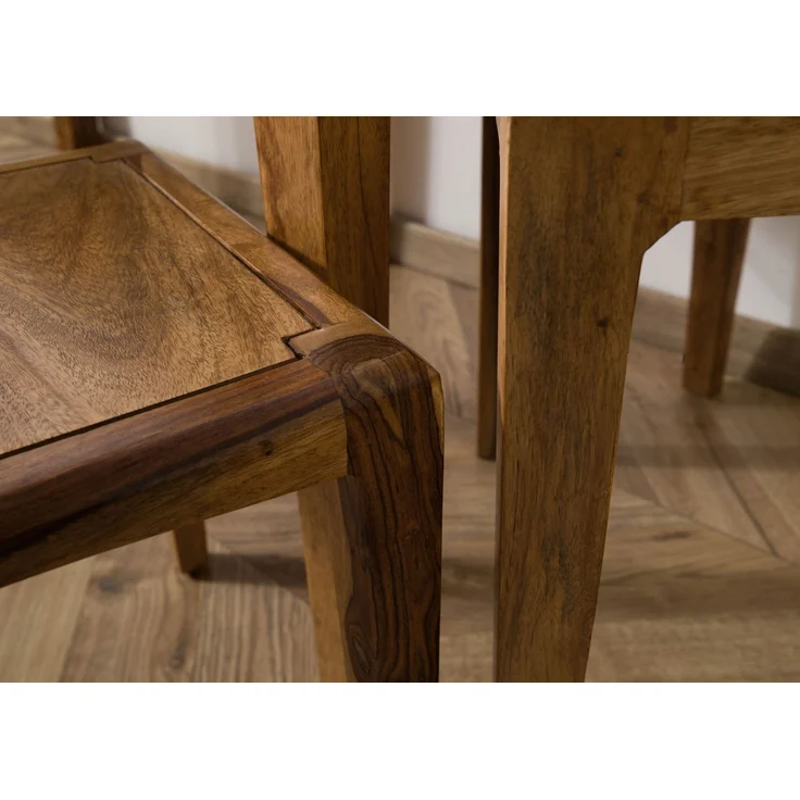 Beistelltisch 3er-Set Sheesham 50x50 / 40x40 / 31,5 x34 braun lackiert ANCONA #112 – Bild 5