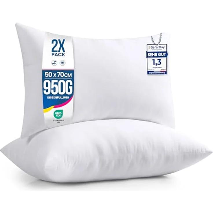 Utopia Bedding 2er Set Kissenfüllung 50x70 cm, Innenkissen Füllkissen Kopfkissen Sofakissen (Weiß) – Bild 2