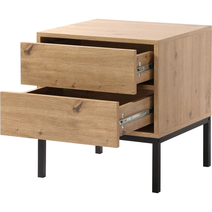 Casâme Nachttisch mit 2 Schubladen, Eichenoptik, Höhe 50 cm - LENNY - Eiche – Bild 5