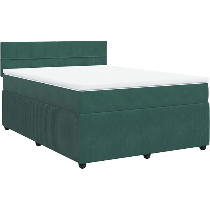 vidaXL Boxspringbett mit Matratze Dunkelgrün 140x190 cm Samt 3287737 – Bild 2