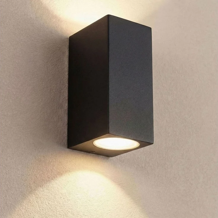 Maxkomfort Außen-Wandleuchte Up & Down Wandlampe GU10, schwarz/weiß/silber, IP44, 1 bis 2-flammig, ohne Leuchtmittel, Modern, IP44 - wetterfest, exkl. Leuchtmittel – Bild 1