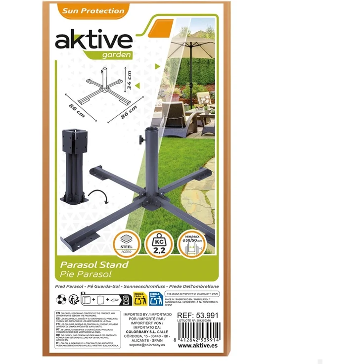Aktive 53991 Klappbarer Metallständer, 86 x 86 x 34 cm, Rohrdurchmesser 38 und 48 mm, Schwarz – Bild 7