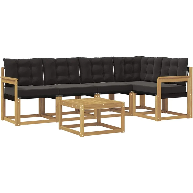 vidaXL Outdoor-Sofagarnitur 6 stk. 5-Sitzer Weiß und Schwarz 3389494 – Bild 2