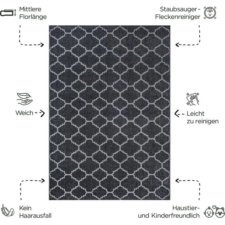 Sanat Teppich Boho 8202, rechteckig, Höhe: 10 mm, Kurzflor, robust, Boho, Scandic, für Fussbodenheizung geeignet – Bild 2