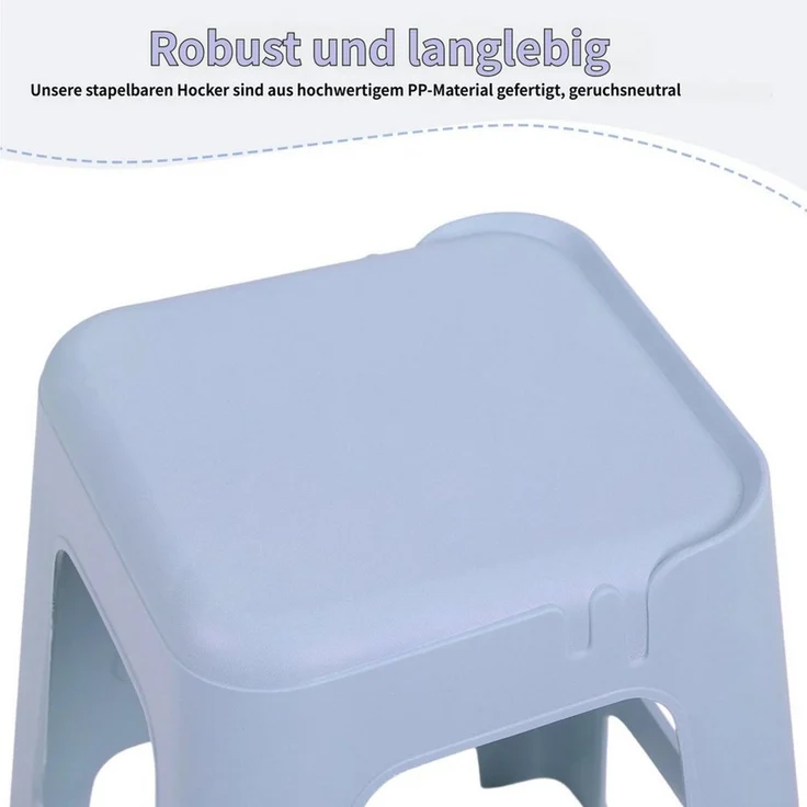 Rutaqian Sitzhocker 10 stapelbare Hocker für Klassenzimmer, 47 cm hoch, Kunststoffhocker, Tragbare Stühle ohne Rückenlehne für Klassenzimmer Büro und Zuhause – Bild 4