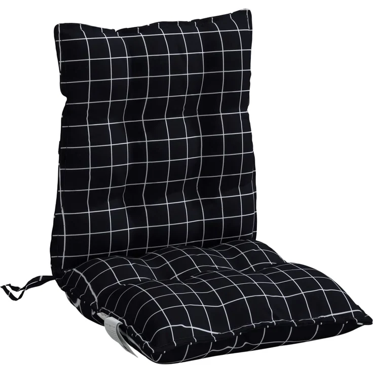 vidaXL Niedriglehner-Auflagen 4 Stk. Schwarz Karomuster Oxford-Gewebe 377720 – Bild 5