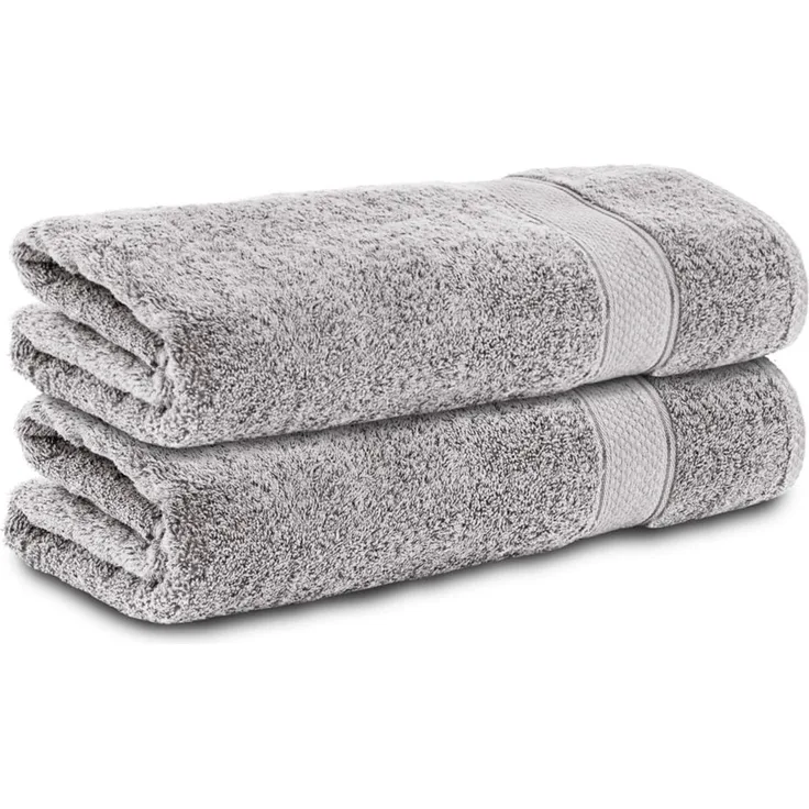 Komfortec 2er Handtücher Set 50x100 cm aus 100% Baumwolle | Frottee, Weich und Saugstark, Ideal für Bad und Gäste, Silber Grau