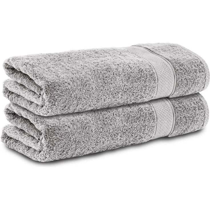 Komfortec 2er Handtücher Set 50x100 cm aus 100% Baumwolle | Frottee, Weich und Saugstark, Ideal für Bad und Gäste, Silber Grau