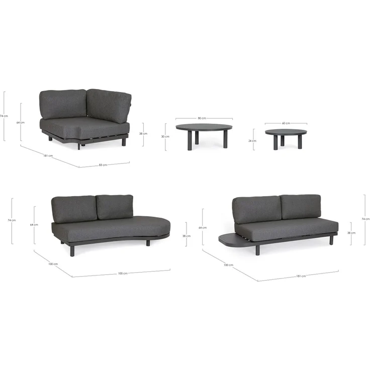 Gartenecksofa Hercules aus Aluminium und Olefin, modern, anthrazit, inkl. Couchtisch-Set – Bild 5