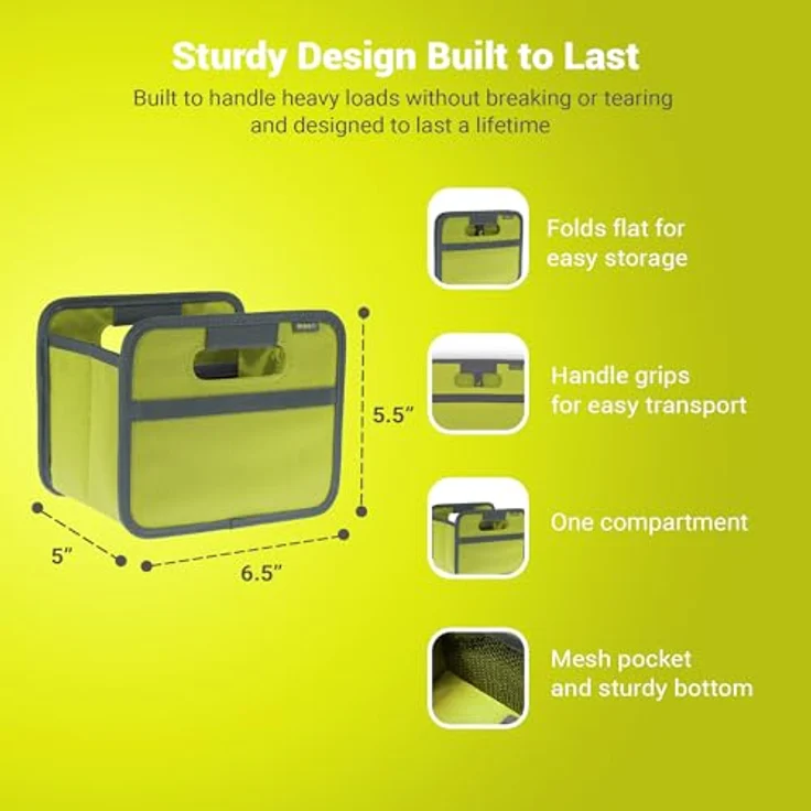 Meori Aufbewahrungsbox Klappbox Ordnungssystem Faltbox Mini 1,8 l Kiwi grün Uni – Bild 5