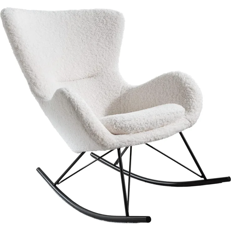 riess-ambiente Schaukelstuhl SCANDINAVIA SWING weiß / schwarz (Einzelartikel, 1 St), Wohnzimmer · Bouclé · Metall · Teddystoff · Schlafzimmer