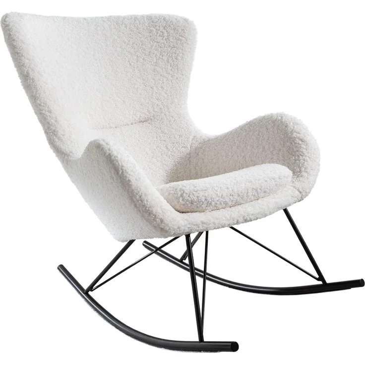 riess-ambiente Schaukelstuhl SCANDINAVIA SWING weiß / schwarz (Einzelartikel, 1 St), Wohnzimmer · Bouclé · Metall · Teddystoff · Schlafzimmer – Bild 1