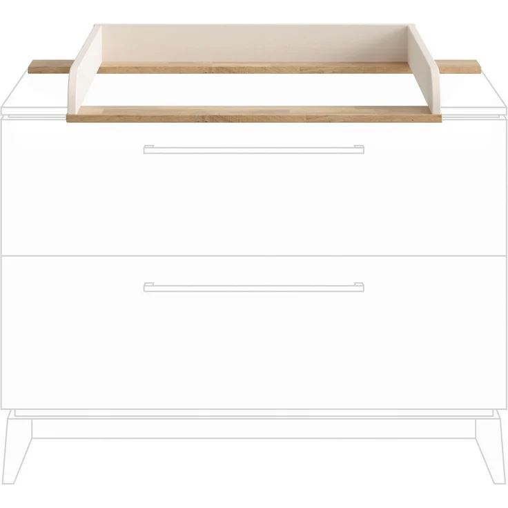 PAIDI Wickelaufsatz STIENE in Beige oder Grau, zur Erweiterung der Kommode, Wickelauflage mit Eiche Massivholz und gerundeten Kanten – Bild 3