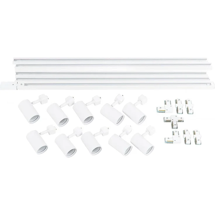 Qazqa Schienensystem-Sets Iconic jeana, ohne Leuchtmittel, GU10, Weiß, Modern, Stahl, Deckenstrahler 10-flammig – Bild 8