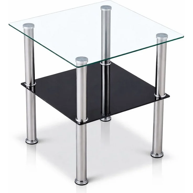 HOOZ Beistelltisch Beistelltisch 40x40cm, schwarze Ablage - gerundet (Set, 1-St, 1 x Beistelltisch), schwarze abgerundete Ablage – Bild 1