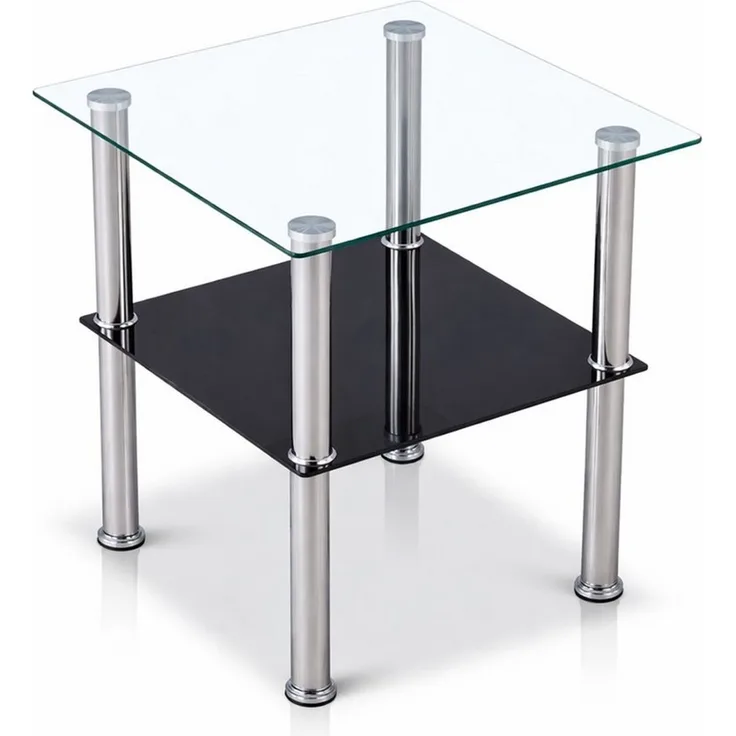 HOOZ Beistelltisch Beistelltisch 40x40cm, schwarze Ablage - gerundet (Set, 1-St, 1 x Beistelltisch), schwarze abgerundete Ablage