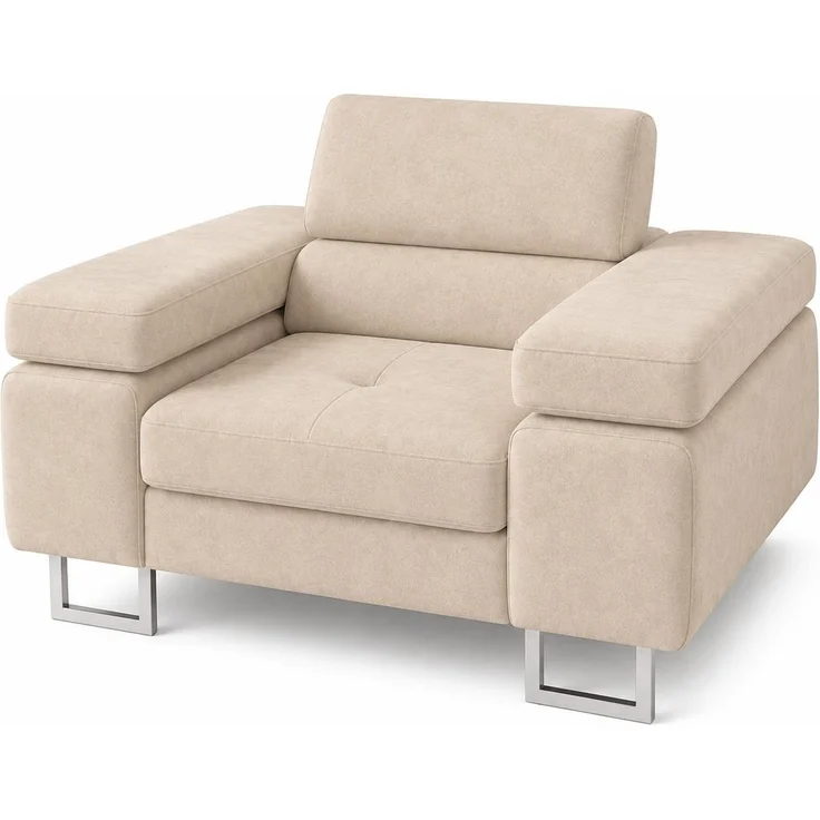 KRISAN MÖBEL Sessel LAZARO in Beige 134 x 90 x 102 cm bequemer Polstersessel mit breiten Armlehnen – Bild 1