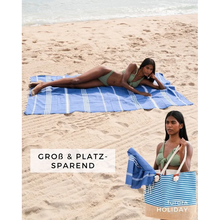 furora HOLIDAY Saunatuch Strandtuch Hamamtuch: groß 100x200 cm Saunatuch, Strandhandtuch dünn – Bild 2