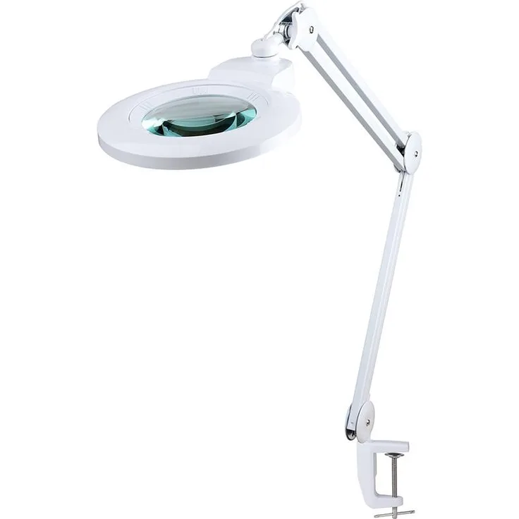 Semplix LED Lupen-Tischlampe weiß (60 PCS LED/ 3D Linse/ dimmbar/ Tischklemme)