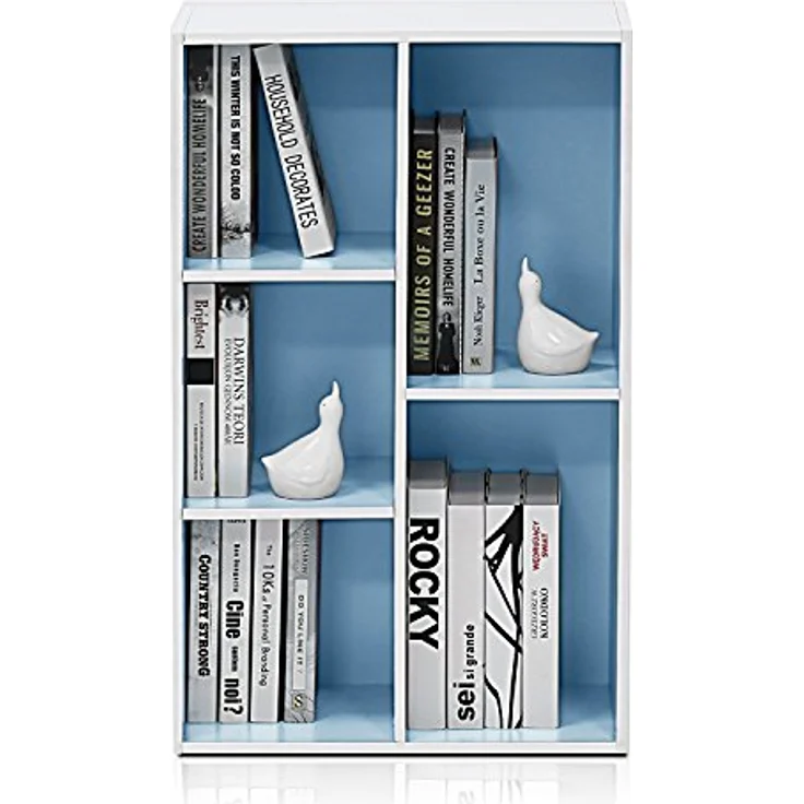 Furinno offenes Bücherregal mit 5 Fächern, holz, Weiß/Hellblau, 49. 5x23. 9x80 cm – Bild 7