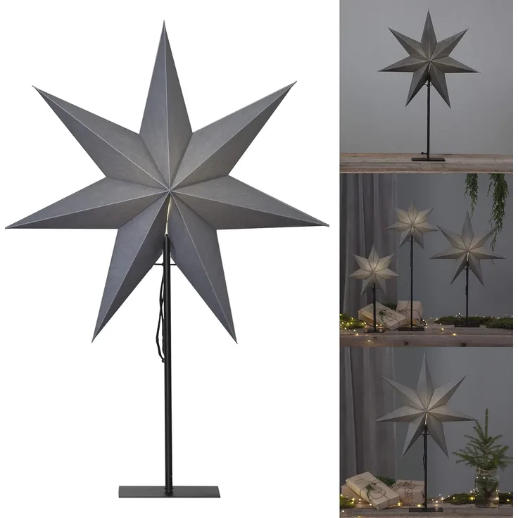 Standstern "Ozen", ohne Lochung, grau, E14, 75 cm