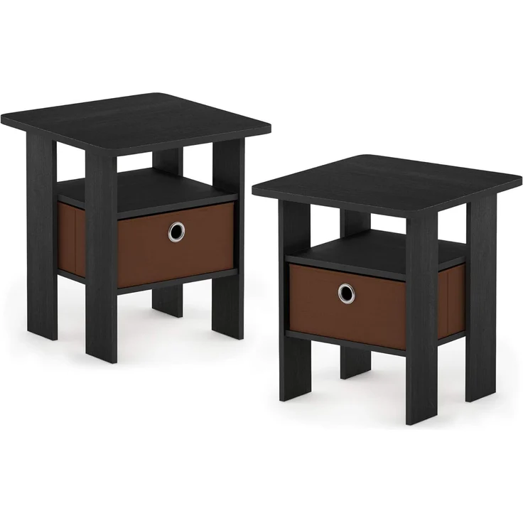 Furinno Andrey Beistelltisch, Nachttisch (2er Set), Holz, Holz, Americano/Mittelbraun, 39. 37x39. 37x44. 45 cm – Bild 4