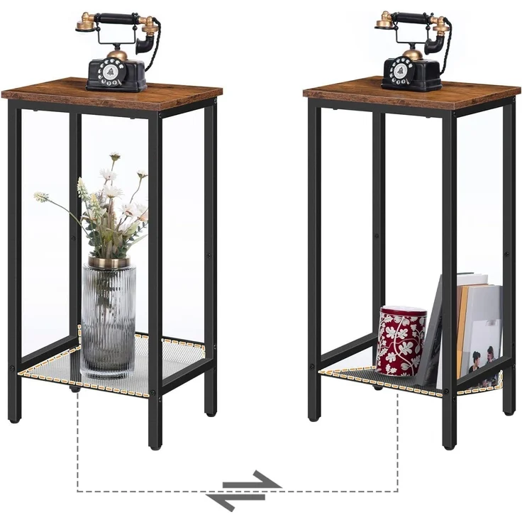 Hoobro BEISTELLTISCH Braun Hoch mit Verstellbarer Netzablage (H 73.5 x T 38 x B 28 cm) – Bild 7